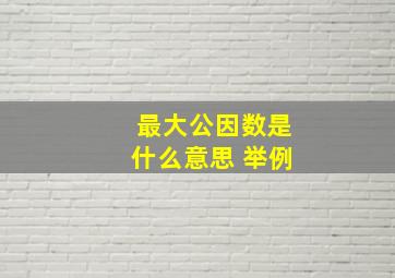 最大公因数是什么意思 举例